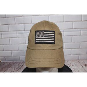 Condor Tactical Hat With USA Flag Patch One Size Fits Most Adjustable Strap Khak